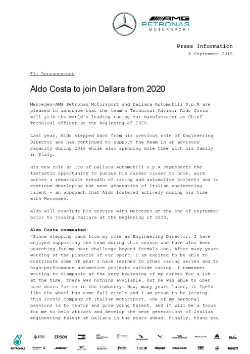 F1: Announcement