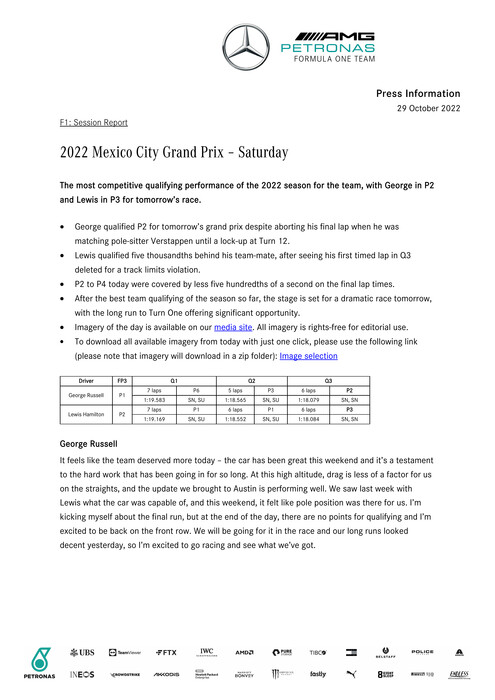 ENGLISH: 2022 Mexico City Grand Prix - Saturday