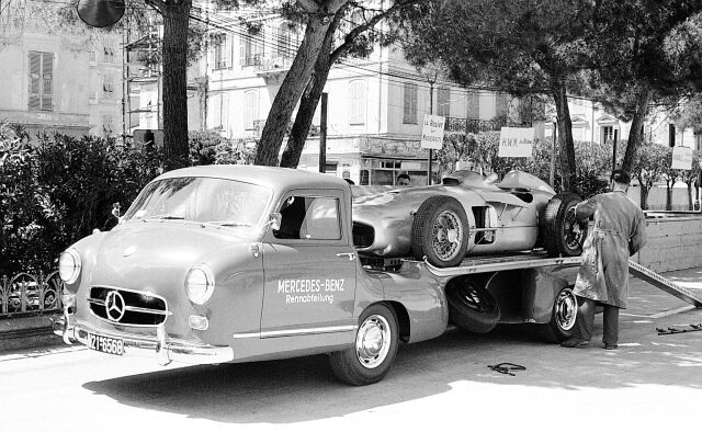 M204794 Mercedes-Benz W 196 R on its race transporter