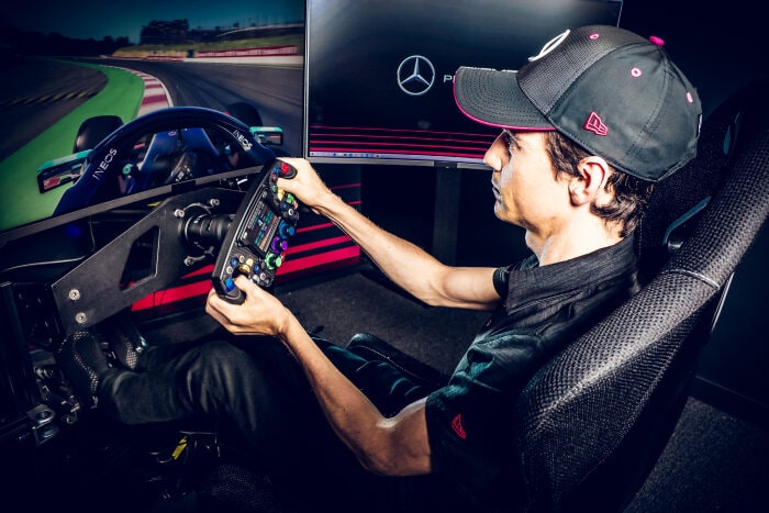M246164 Esteban Gutierrez at the Mercedes-AMG Petronas Esports Team training centre, Brackley