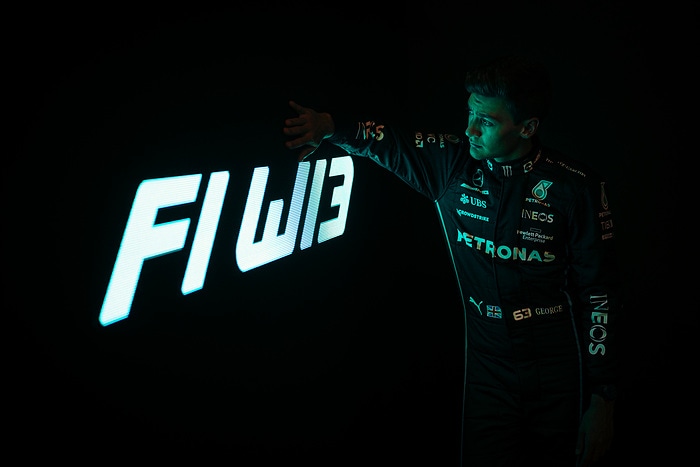M298846 Mercedes-AMG F1 W13 E Performance Launch - George Russell