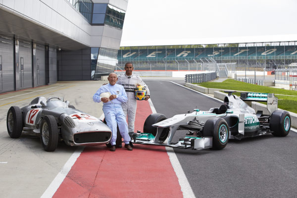 M146406 Lewis and Sir Stirling Moss at Silverstone