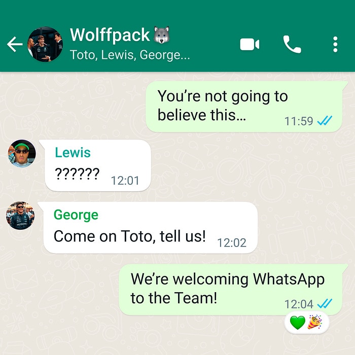 M406486 WhatsApp and Mercedes-AMG PETRONAS F1 Team Launch Exciting New Partnership