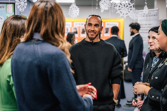 M410293 Lewis Hamilton celebrates STEM Academy success at the Mulberry Schools Trust