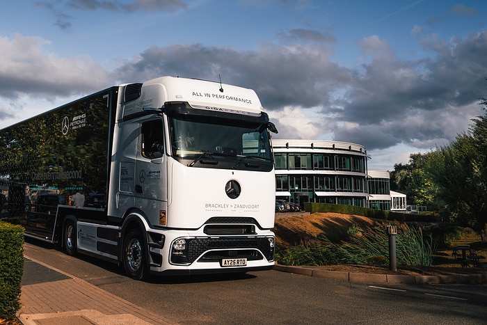 M530419 Mercedes-AMG PETRONAS F1 Team uses Electric Power to transport W16 Cars to 2025 Dutch Grand Prix